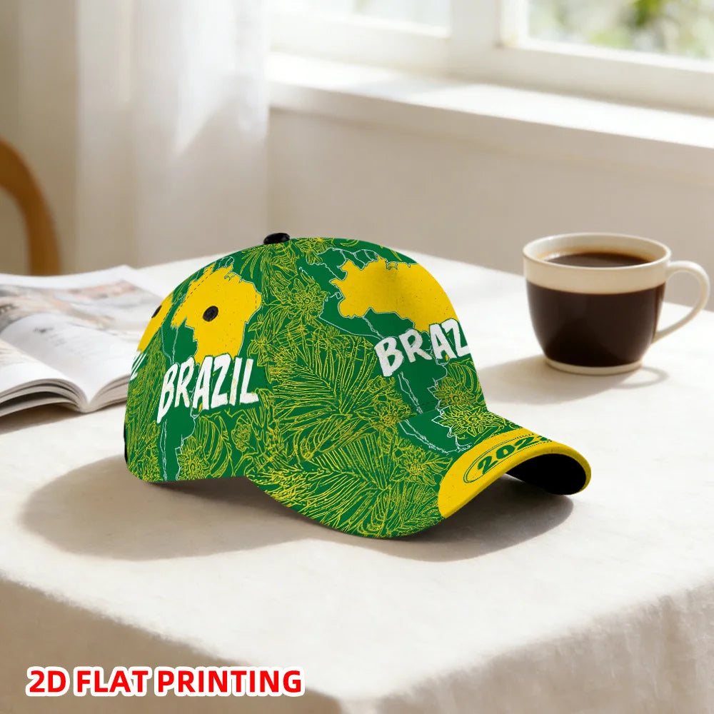 PENDRA Flat Brazil Tropical Graphic Baseball Adjustable Duckbill Comfortable Baseball Cap