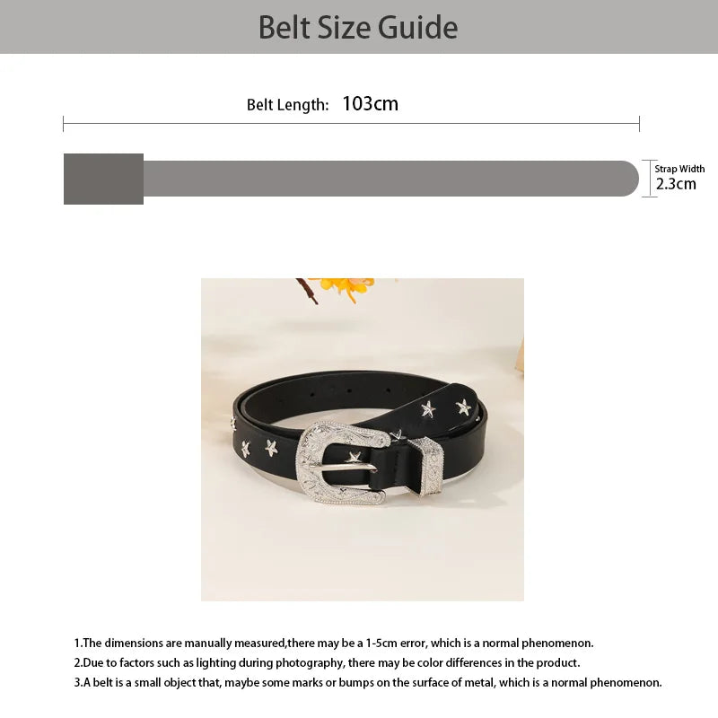 New Style Punk Belts Decoration Men Star Rivets Trend Fashion Punk Style Wide Belt Personality Women Retro Versatile Jeans Belt