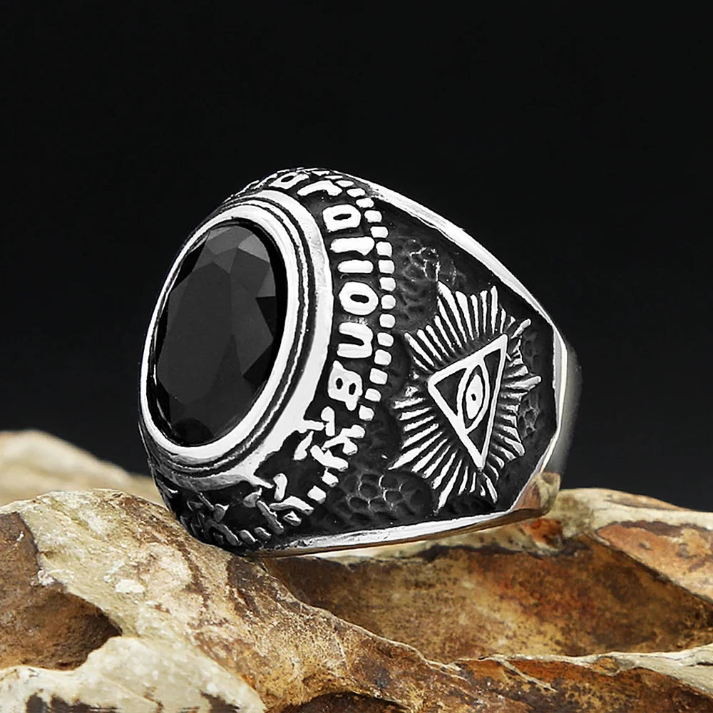 PENDRA Blackstone Gothic Black Stone Ring