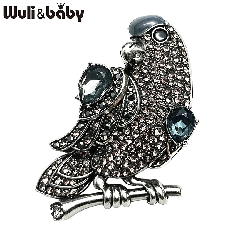 Wuli&baby Vintage Parrot Bird Brooches For Women Unisex 5-color Rhinestone Enamel Birds Animal Party Casual Brooch Pins Gifts