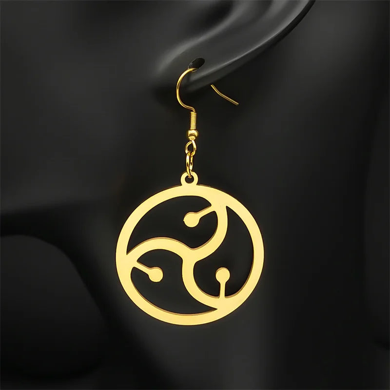 Hip Hop Bdsm Symbol Stainless Steel Earrings For Women Men Gold Color Fifty Shades Of Grey Logo Earring Party Jewelry Gift