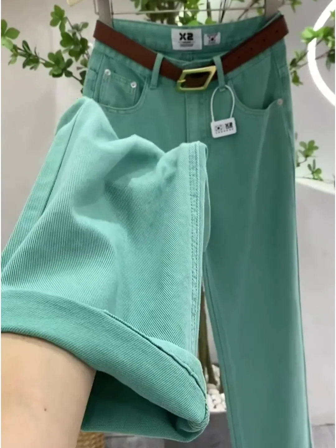 PENDRA Greenwash High Waist Wide Leg Jeans