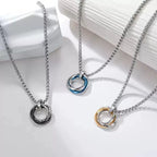 PENDRA Triad Titanium Steel Three-Ring Pendant Necklace