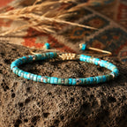 Bohemian Natural Stone Beads Bracelet for Men,Handmade Turquoise Adjustable Rope Wristband,Summer Trendy Jewelry Gift