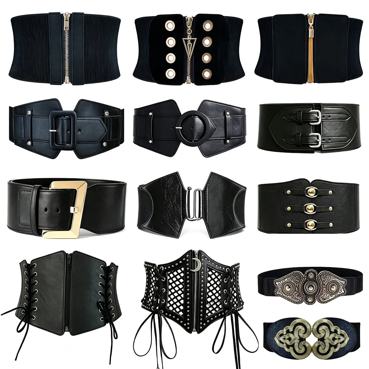 PENDRA Zaraaya Black Gothic Wide Corset Belt