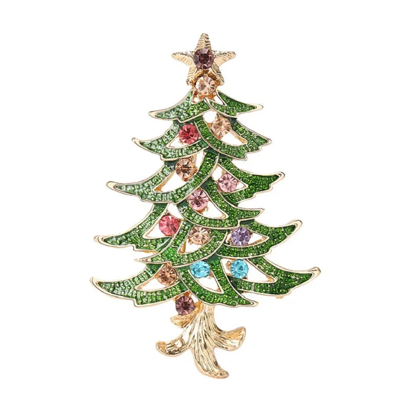 PENDRA Noelina Enamel Rhinestone Christmas Tree Brooch