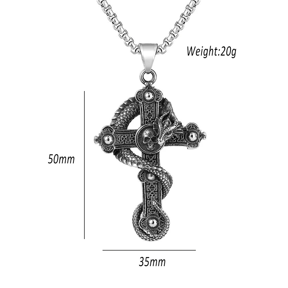 PENDRA Dragonskull Cross Pendant Necklace