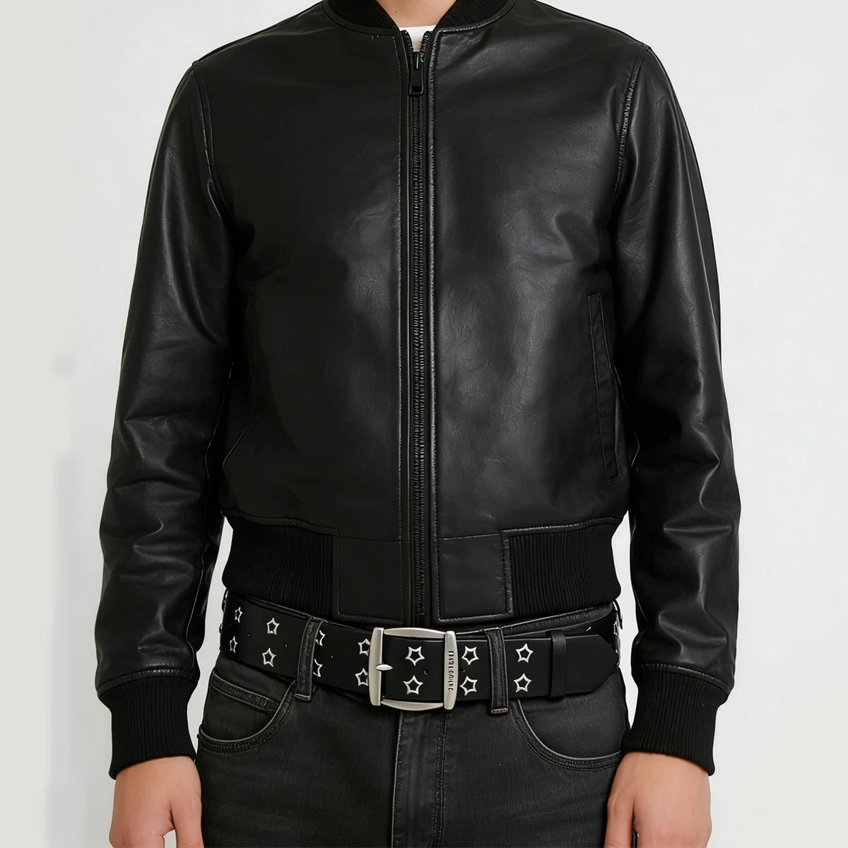 PENDRA Elarara Leather Black D-Buckle Star Belt