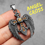 PENDRA Angel Wing Cross Steel Necklace
