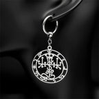 Gothic Symbol of Satan Hoop Earrings for Women Stainless Steel Silver Color Solomon Demon Seal Dangle Earring Jewelry E3592S06