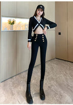 Fashion Women's Trousers 2023 Autumn New High-elastic Double-breasted Tight-fitting High-waisted Slimming Pants Women's Pants