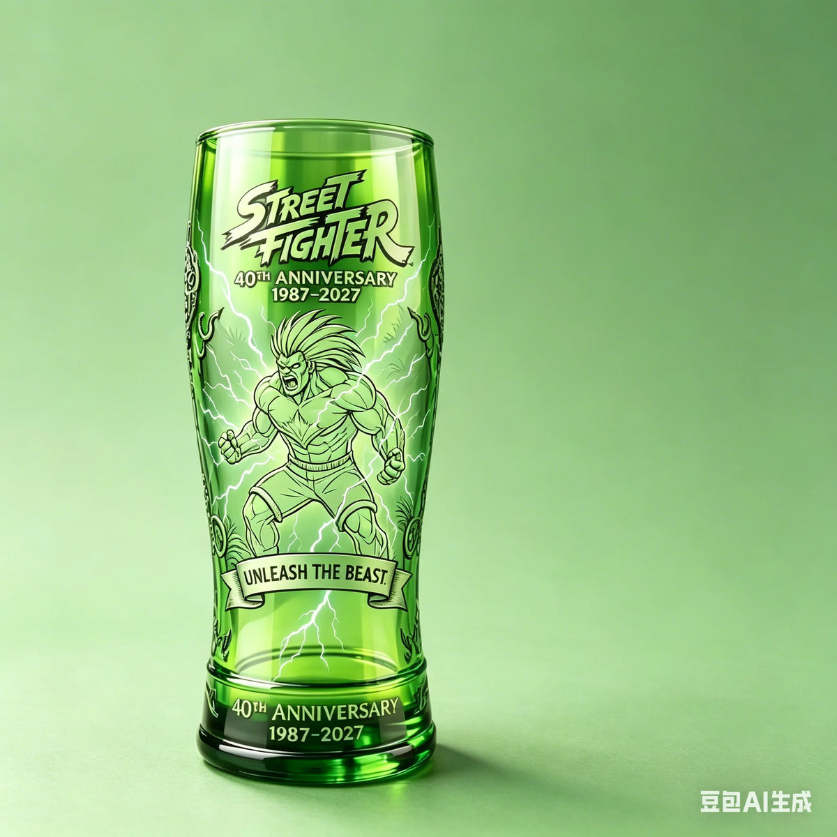 SF Blanka Themed Anniversary Beer Mug Glass Collectible Decor