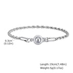 Simple Button Chain Bracelets for Men Boys,Stainless Steel Twisted Rope Chain Wristband,Causal Jewelry Gift