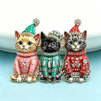 PENDRA Trio Christmas Cat Brooch