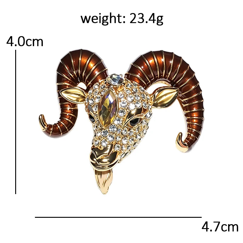 PENDRA Capricorn Spark Rhinestone Goat Brooch