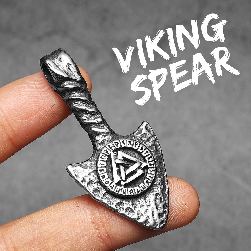 PENDRA Rune Spearhead Odin Steel Necklace