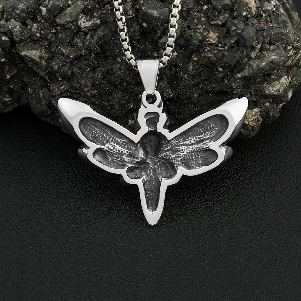 PENDRA Mothskull Stainless Steel Skull Moth Pendant