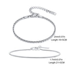 2pcs/set Thin Chain Bracelet for Men Boys,Stainless Steel Twisted Rope Chain Wristband,Adjustable Link Chains