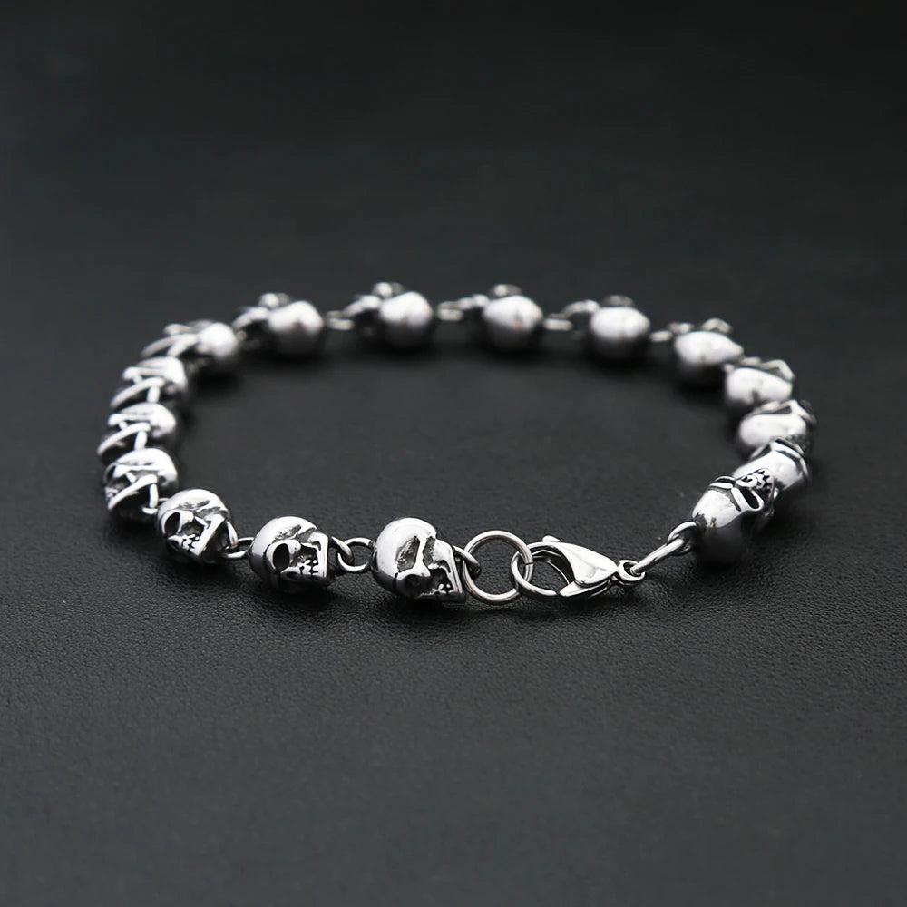 PENDRA Skullmark Stainless Steel Biker Bracelet