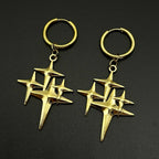 Y2K Star Swirl Earring Accessory For Egirl Boy Stainless Steel Silver Color Daily Streetwear Dark Kpop Ear Hoops Rapper Jewelry