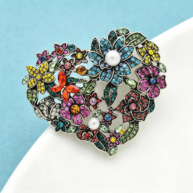 PENDRA Amoria Flower Heart Brooch