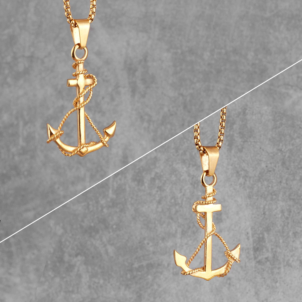 PENDRA Golden Anchor Boyfriend Steel Necklace