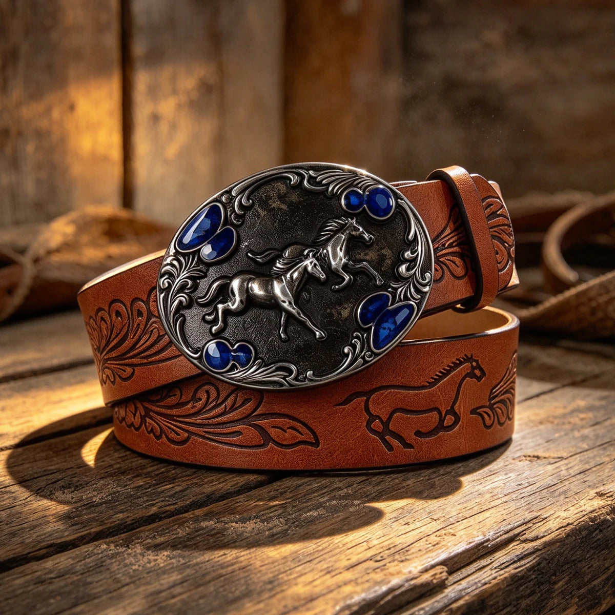 New Men's Western Cowboy Belt Horse Cool Handsome Brown PU BELT Material Embossed Design Women's Belt Retro Casual Waistband