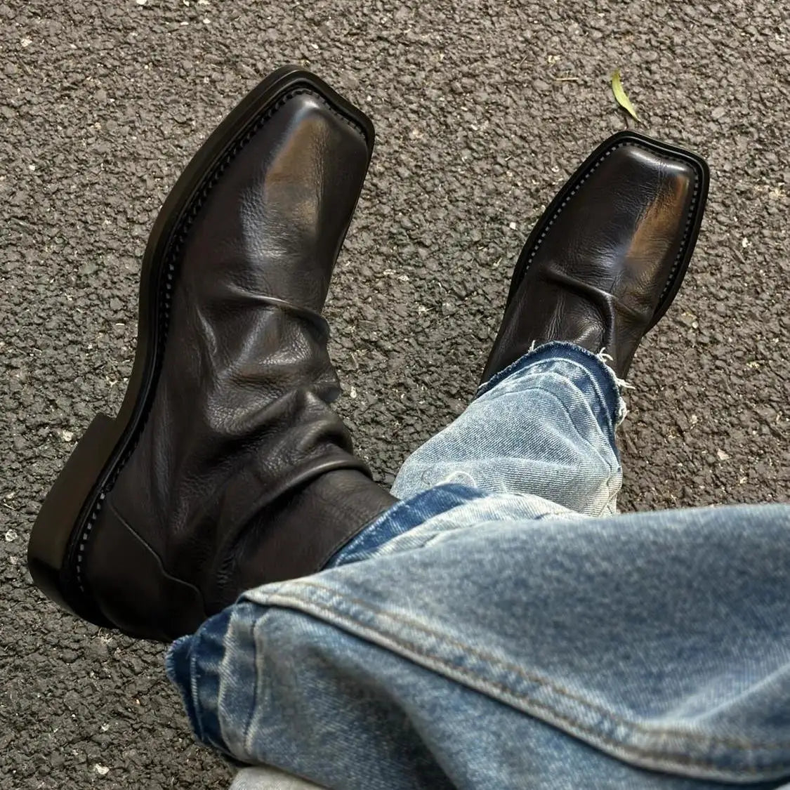 PENDRA Leather Zipper Platform Boots