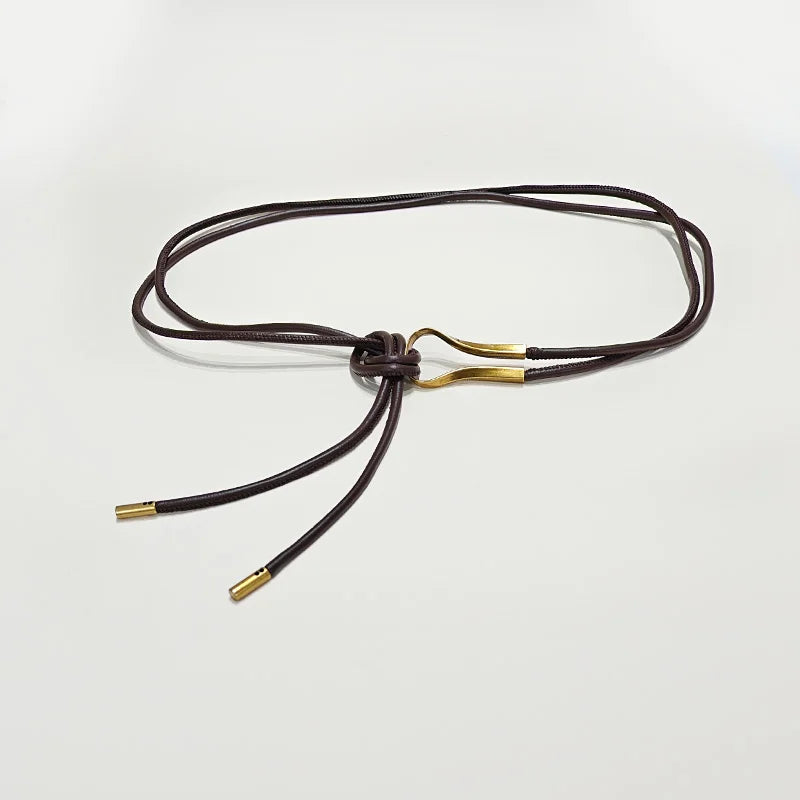New Female Waist Chain Thin Belt Simple Decoration Tie With Dress Long Waist Rope Knotted Vintage Dresses String Waistband