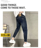 New Harajuku Fashion Trendy Spring Autumn Slim Fit Casual Jeans for Men Vintage Tapered Pencil Pants Stretch Boyfriend Jeans