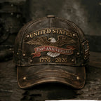 PENDRA Classic Retro American Anniversary Distressed Leather Cap