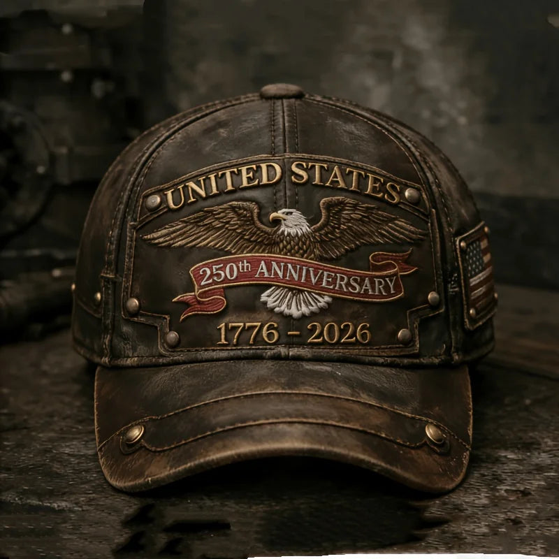 PENDRA Classic Retro American Anniversary Distressed Leather Cap