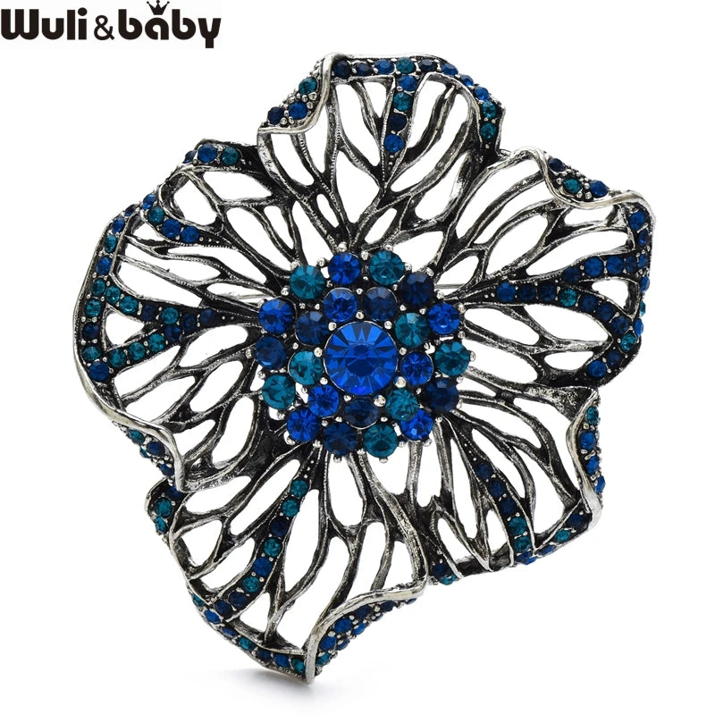 PENDRA Florence Rhinestone Flower Brooch