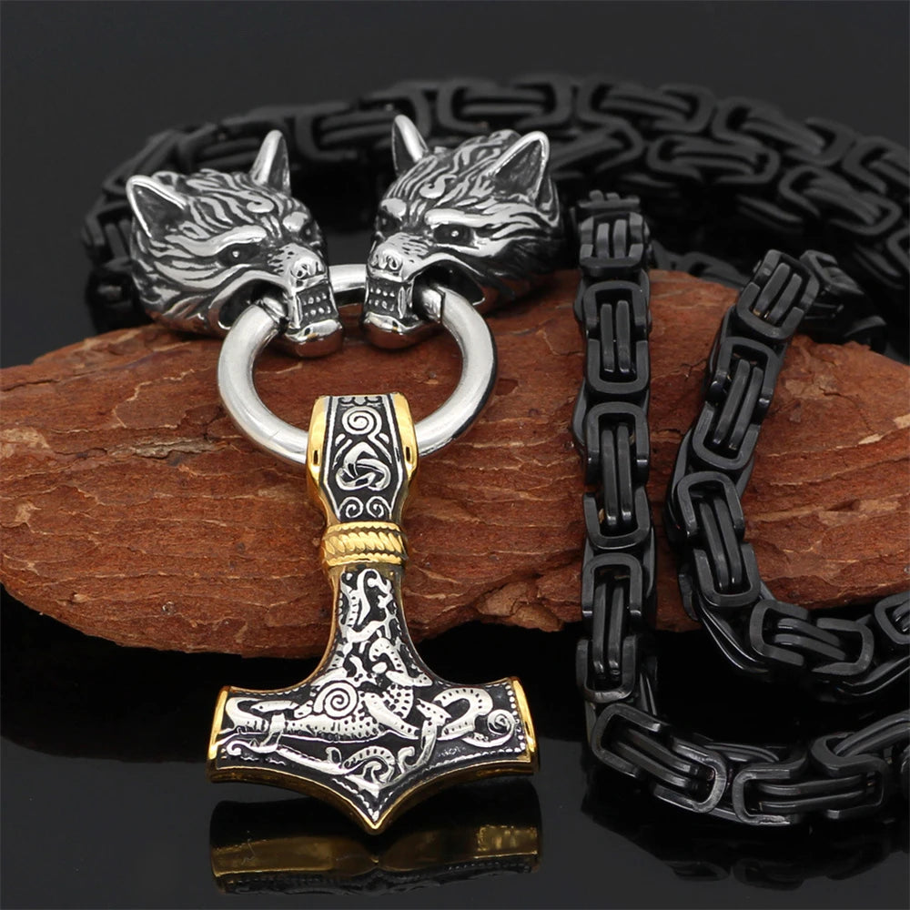 PENDRA Wolf Norse Hammer Necklace