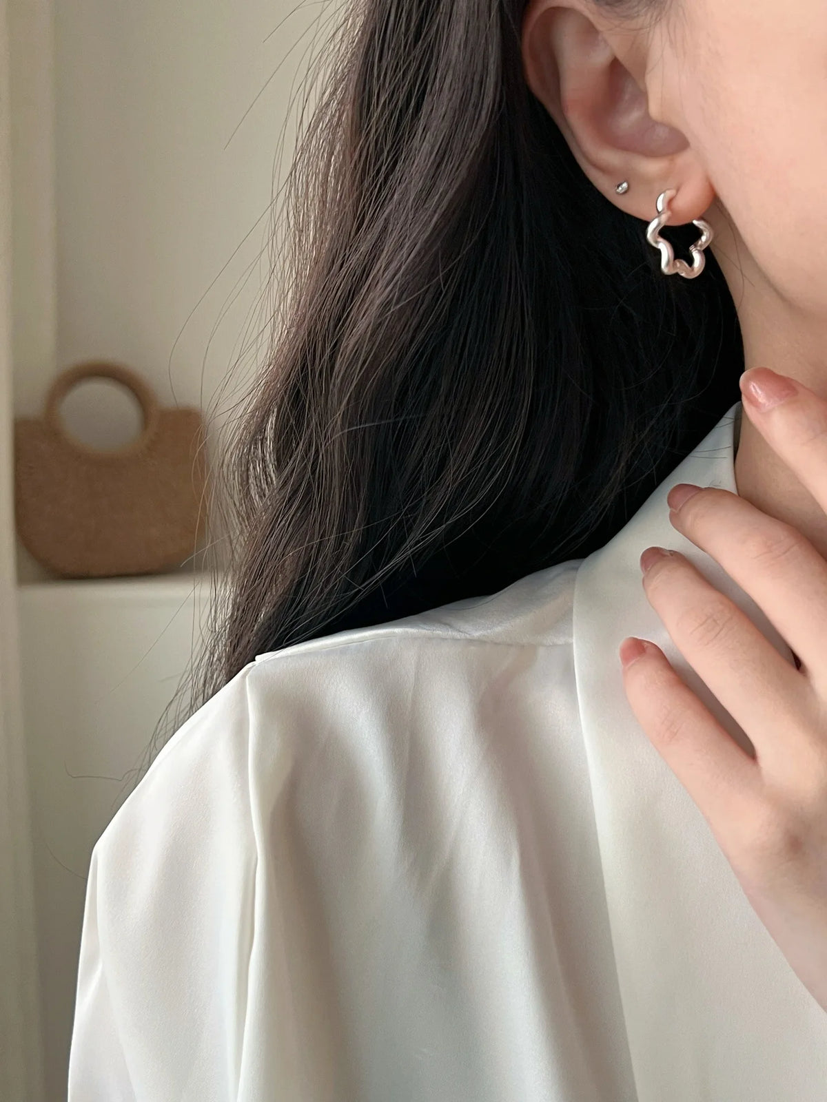 PENDRA Hollow Out Flower Hoop Earrings