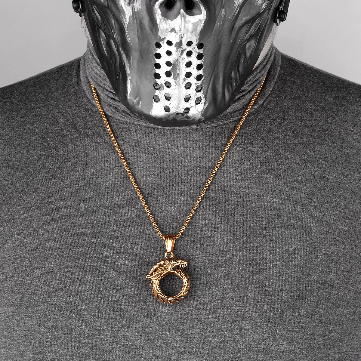 PENDRA Ouroboros Snake Dragon Steel Necklace