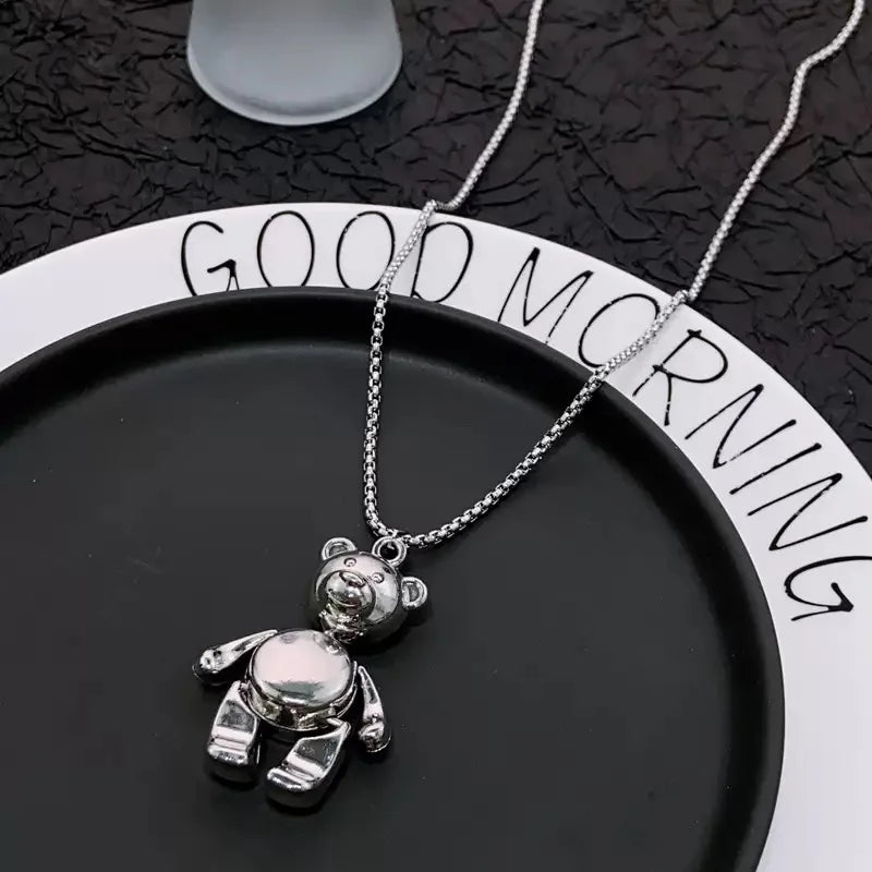 PENDRA Poohbear Stainless Steel Bear Pendant Necklace