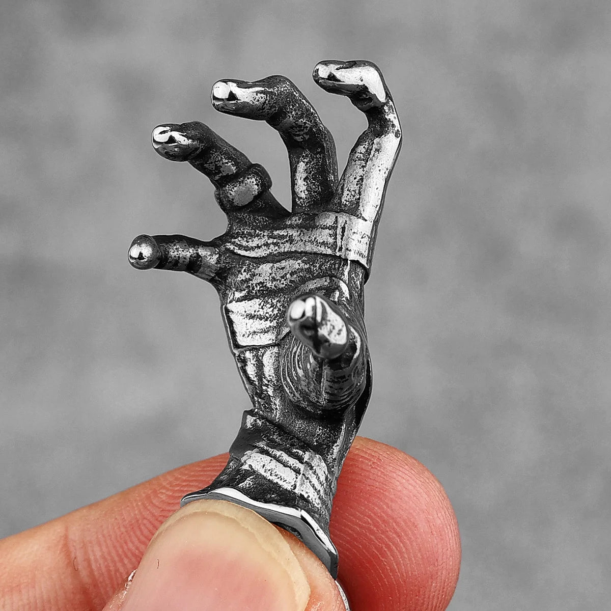 PENDRA Devil Hand Skull Steel Necklace