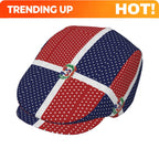 Flat-Top Hats Featuring a Polka Dot Design of The Dominican Flag, Suitable for Both Men And Women, Including Newsboy Caps