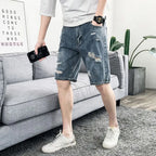 PENDRA Denim Washed Distressed Pants