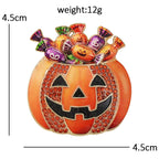 PENDRA Pumpkin Candy Jack-o'-Lantern Halloween Brooch