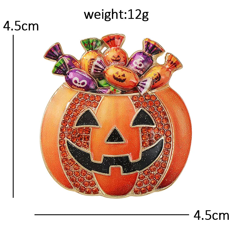 PENDRA Pumpkin Candy Jack-o'-Lantern Halloween Brooch