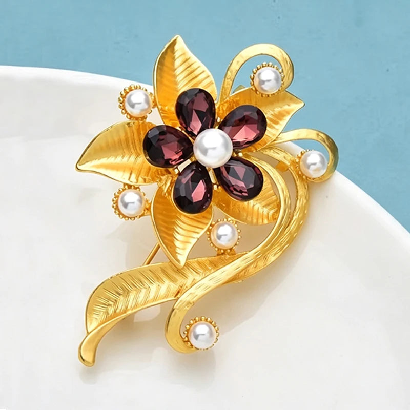 PENDRA Aurelia Gold-Color Flower Brooch