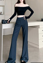 Advanced style suit pants women autumn high waisted slim fit versatile hanging down feeling casual and wide leg pants