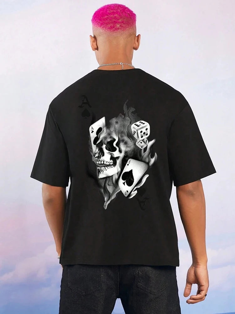 Summer Outdoor Casual Men's T-shirt Seaside Surf Men's Short Sleeve Letter Shark Print Men's T-shirt Daily Street Fashion T-shir