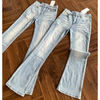 High Quality High Street Bamboo Elastic Light Blue Rear Double Pockets Slightly Pulled Jeans Men's Washed Thin Slim Pants