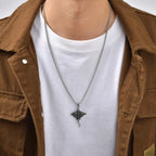 Men's Stainless Steel Devil Fish Necklace,Punk Vintage 3D Devil Fish Pendant Necklace,Shark Enthusiast Gift