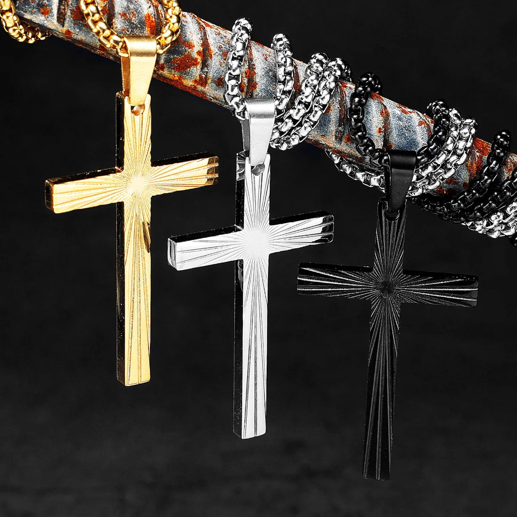 PENDRA Refract Light Cross Steel Necklace
