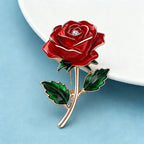PENDRA Rosalia June Birthday Red Enamel Rose Brooch