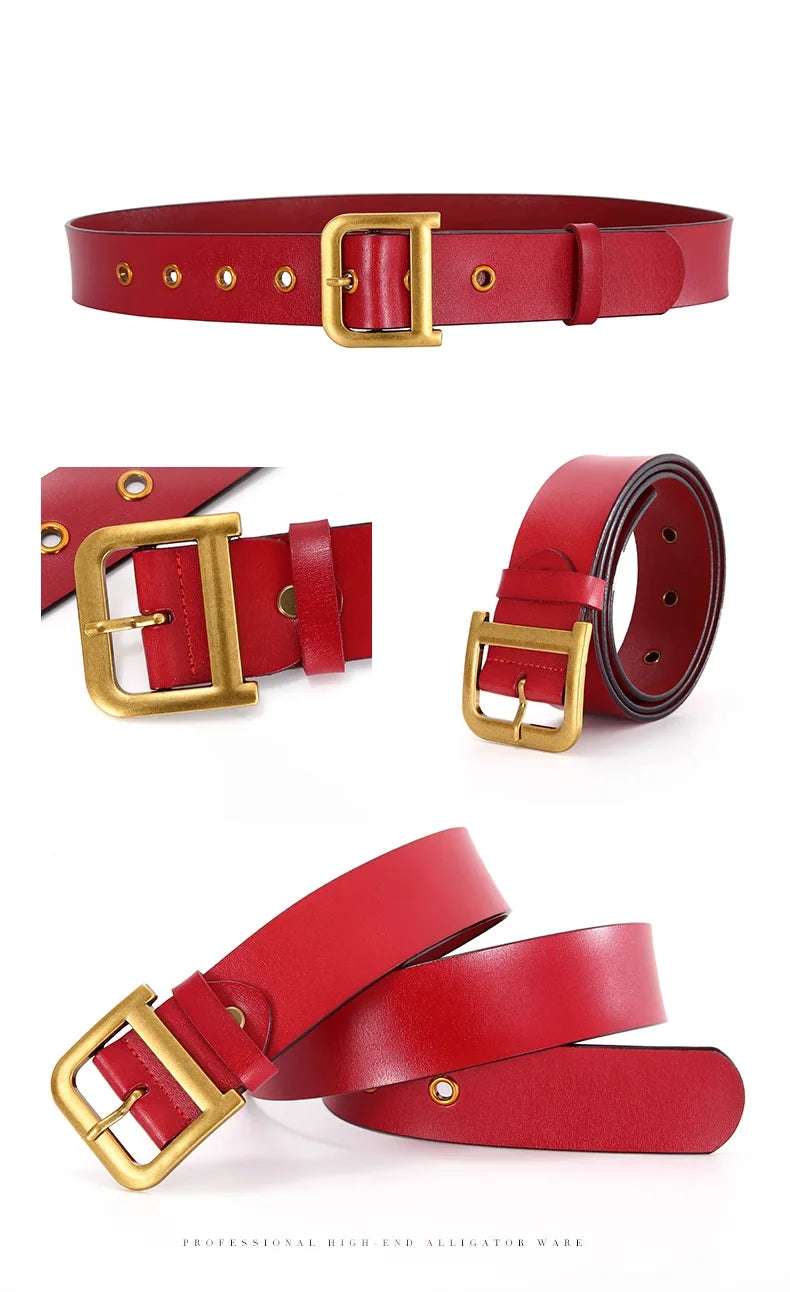 PENDRA Celeseva Leather D-Buckle Elegant Belt